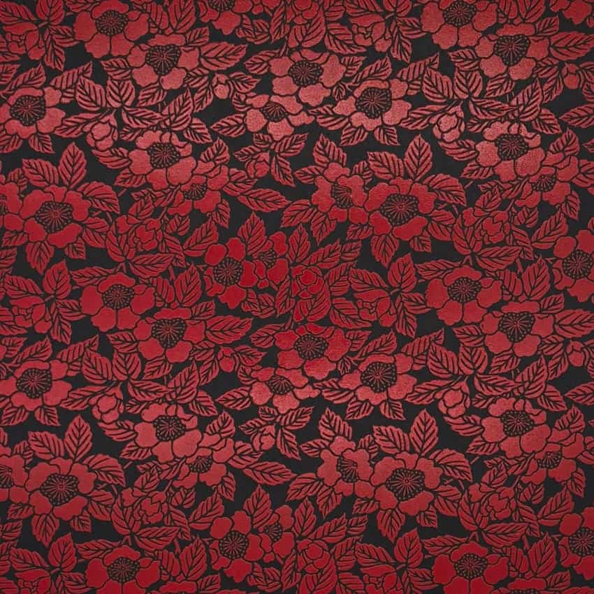Urushi-Style Washi
– Kamelie – handbedrucktes Washi-Papier