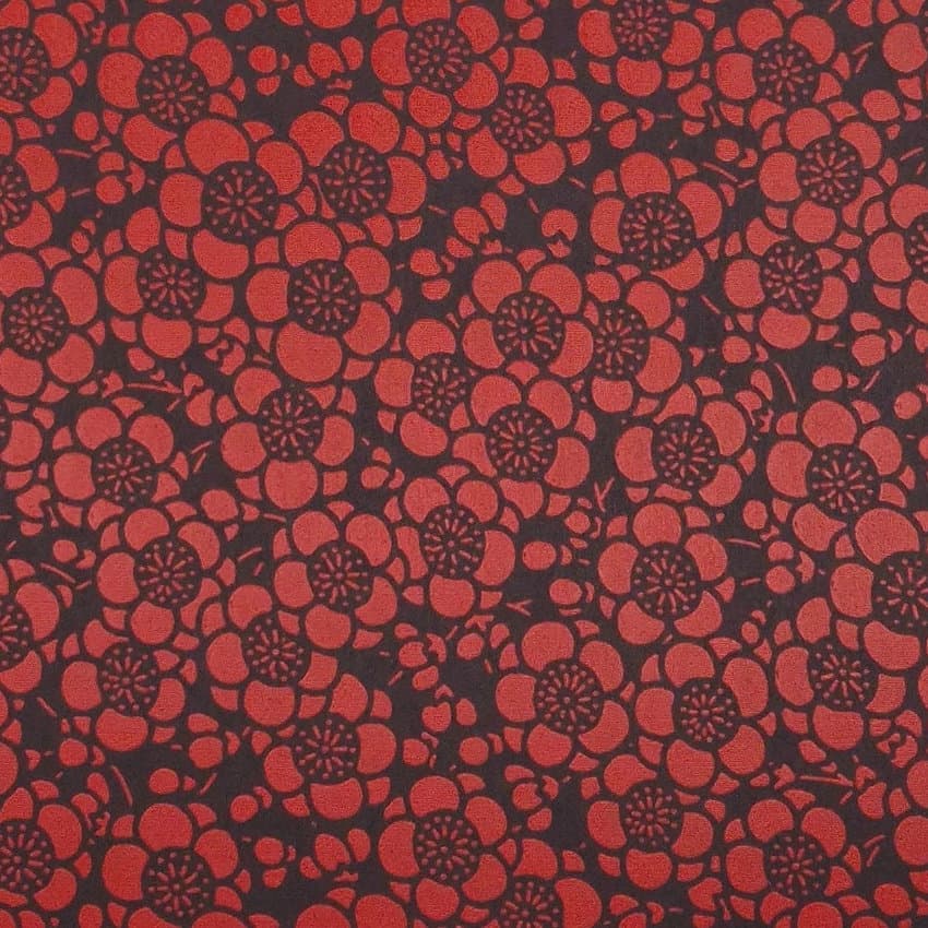 Urushi-Style Washi
– Pflaumenblüten auf glänzend schwarzem Hintergrund – handbedrucktes Washi-Papier, Ansicht 1 von 4