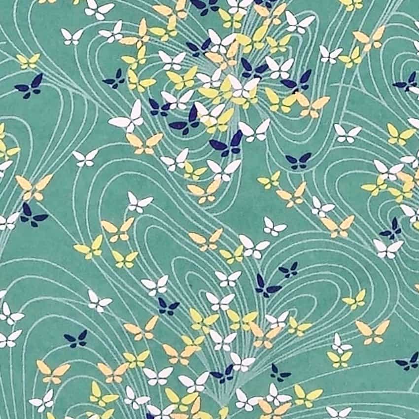 Schmetterlinge grün – handbedrucktes Washi-Papier